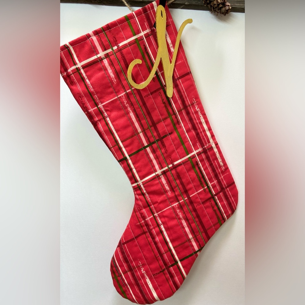 N- Handmade Quilted Stocking - Picture 4 of 5